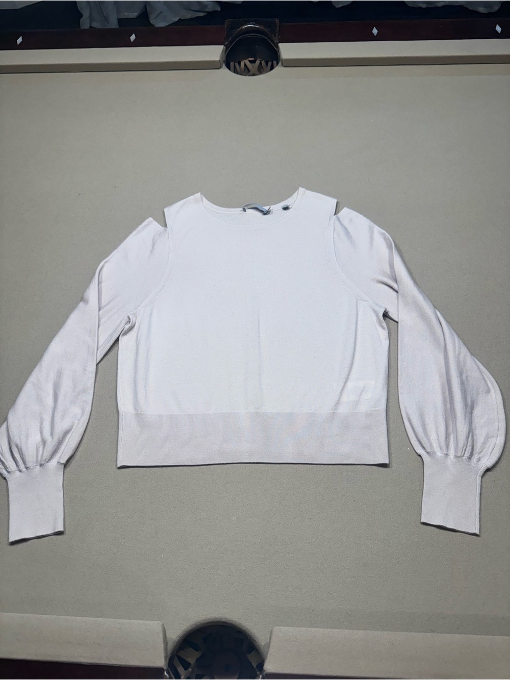 Vince Light Blush Cold-Shoulder Balloon Sleeve Merino Wool Blouse